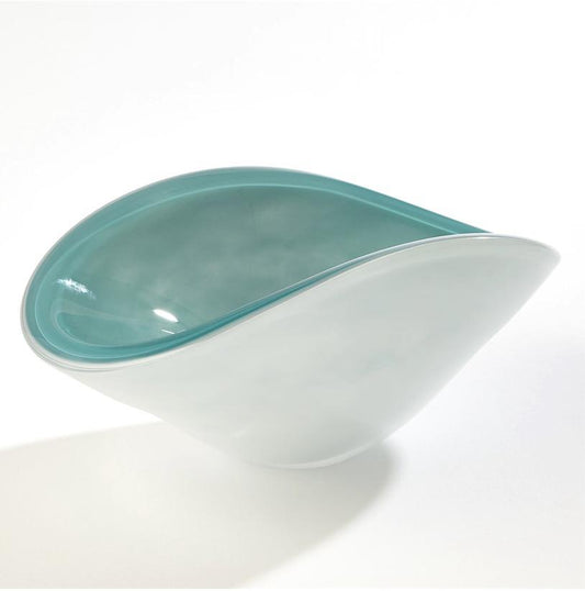 Bowl-Azure-S en cristal blanco y azul por dentro